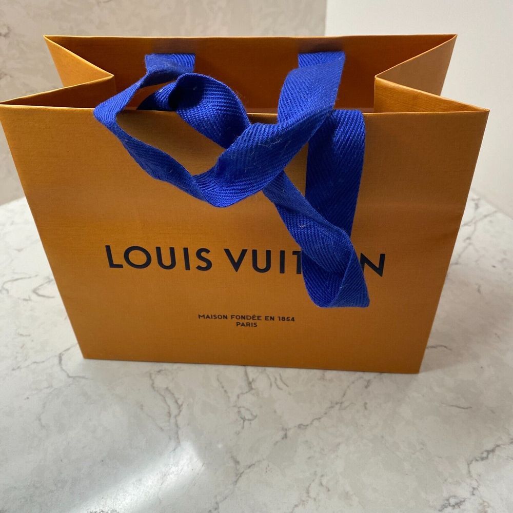 Louis Vuitton Orange Gift Fashion Shopping Bag Ribbon Handle 8.5 x 7 x 4.5